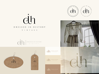 Dressed in History - Logo apparel boutique clothing design elegant fashion ligature logo logotype typographic vintage