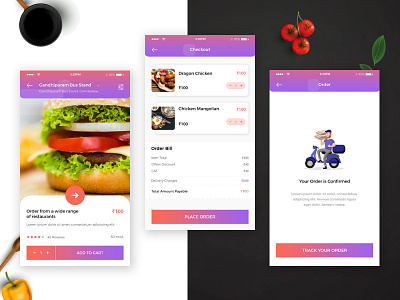 Food Delivery App android app android app design app design checkout page daily design daily ui design food app food delivery graphic design icon interaction design ios app ios app design mobile app mobile ui typography ui template ui ux design uidesign