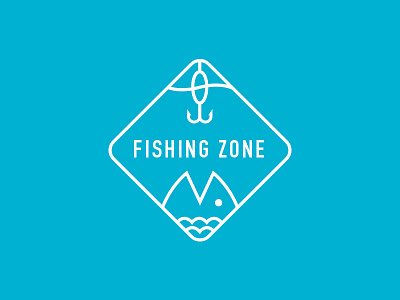 Fishing Zone blue branding fish fishing identity logo minimal sign zone