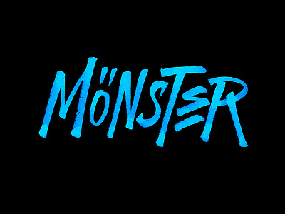 Monster brush calligraphy handmade ink lettering paper texture typography