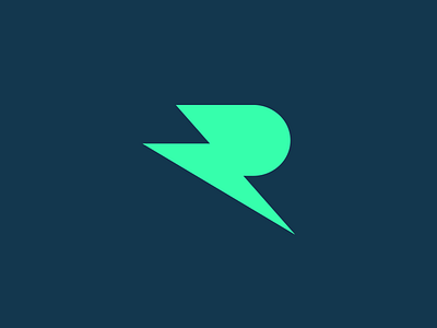 Energetic R bolt branding energy identity lightning logo mark minimal r simple symbol