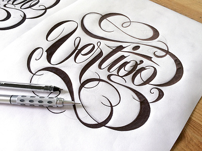 Vertigo WIP draft flourish lettering paper sketch swoosh typography vertigo wip