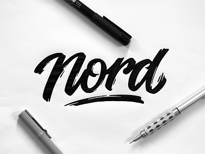 Nord WIP brush calligraphy custom lettering logo logotype sketch typography wip