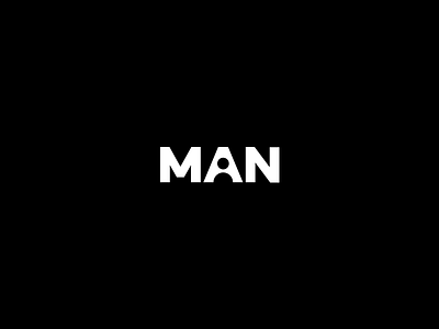 Man branding logo man minimal negative simple space type typography