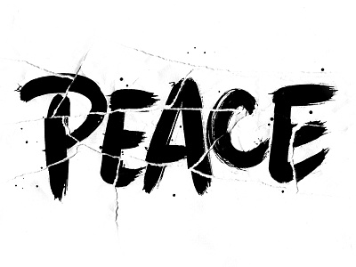 Peace brush expressive grunge lettering peace ripped type typography