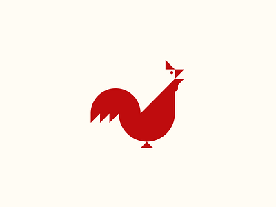 Rooster chicken geometric logo mark minimal negative space rooster simple