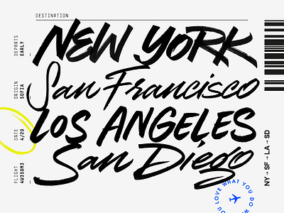 NY > SF > LA > SD brush calligraphy custom expressive grunge lettering marker script tag type typography