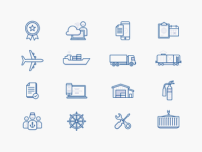 Logistics Icons airplane fire hydrant freight container icons illustration line logistics minimal ship simple truck warehouse