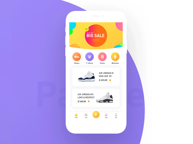 The shopping cart dynamic effect app fashion shoes