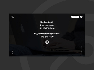Footer | Entreprenörsgatan black dark footer gothenburg minimal
