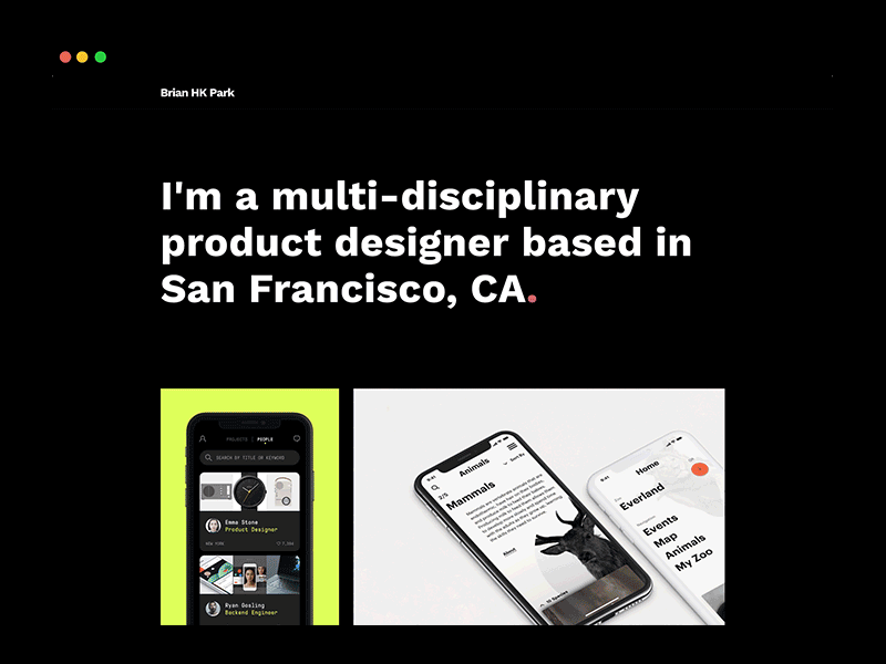 brianhkpark.me app california portfolio product designer risd ux designer web