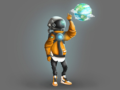 Astronaut 2d 2dart art astronaut character design drawing earth illustration peace ukraine world