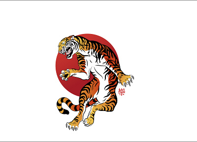 Chinese tiger animal art branding cat character chinese design drawing icon illustration logo tiger vector