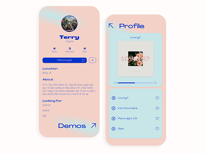 Profile Page & Music Player design minimal mobile mobile app design mobile design mobile ui music typography ui ux