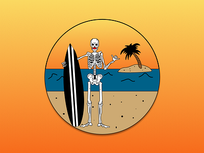 ILLUSTRATION beach illustration skeleton surf