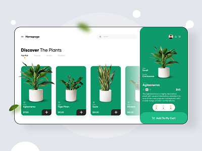 Plant Shop Web UI add to basket add to cart app app design apple clean ecommerce green interaction ios ios app minimal plant plants ui ui trend ux web web application web apps