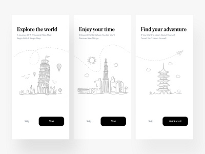 Travel Onboarding app app design application classical classy clean clean ui illustration interaction ios minimal onboarding onboarding screen travel agency travel app traveling ui uidesign ux vintage