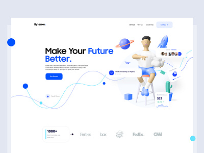 Byteaxe - Header Exploration 3d 3d art app clean clean design clean ui design dribbble best shot header design header exploration illustraion interaction landing page layout minimal popular ui uidesign ux webdesign