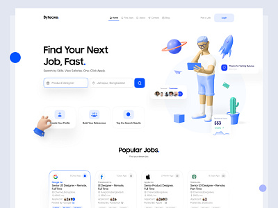 Job Portal Header Exploration 3d clean clean ui dribbble best shot exploration find job header interaction job portal landing page layout minimal minimalism product design trend 2021 trendy design ui uidesign ux webdesign