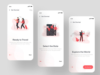 Travel Onboarding Screens adventures app app design apps screen clean ui illustration minimal mobile mobile app design onboarding onboarding illustration onboarding screens onboarding ui product design travel app travel onboarding ui ux vector web