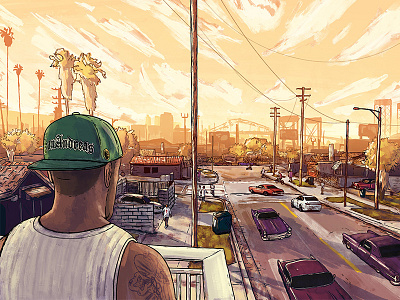 CJ gta illustration lettering sanandreas