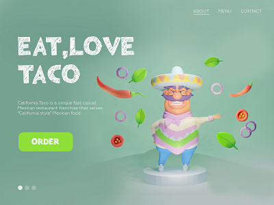 Taco Web Page branding cartoon style character design design illustration mobile ui product product design ui webdesign website website design