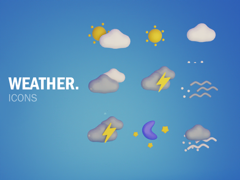 Weather 3D Icons 3d animation 3d art 3dicons app design art for game branding icon logo typography ui uidesign ux vector web