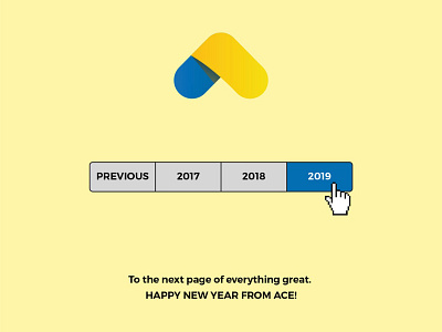 2019 New Year Image for ACE 2019 advertising blue clicks computer design new year tabs yellow