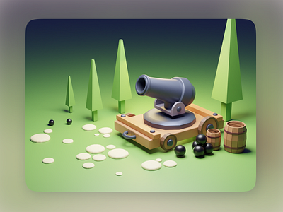 Cute Fiery Cannon 3d illustration motion graphics