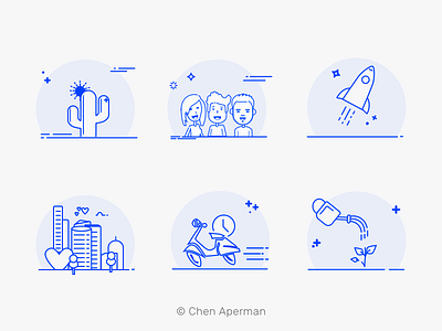 Icons for popups screens art artline cactus flat icon icons illustration motorcycle plant popup rocket vector