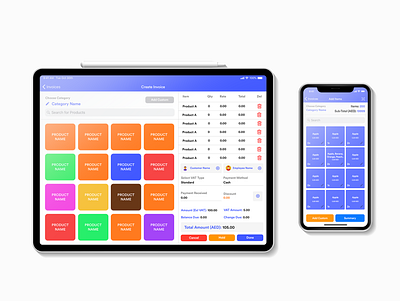 POS Invoicing App UI app app design app ui billing colorful ui grocery app invoice invoicing app ipad apps ipad pro ipad ui design iphone x pos app ui ux user interface design