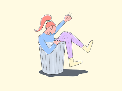 Trash! illustration pastel procreate trash trashcan