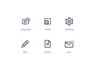 Icon set edit gradient icon icons illustrator language policy resize rounded settings stroke vector