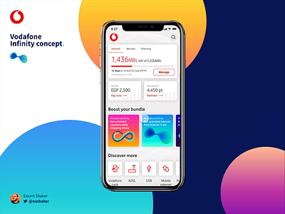 Vodafone App Infinity Bundle Card app appdesign card cards ui cardui design interaction ui uidesign ux uxdesign vodafone