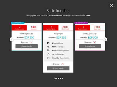 Vodafone Ready Digital Bundles Overlay business overlay red ui uidesign ux uxdesign vodafone webdesign website