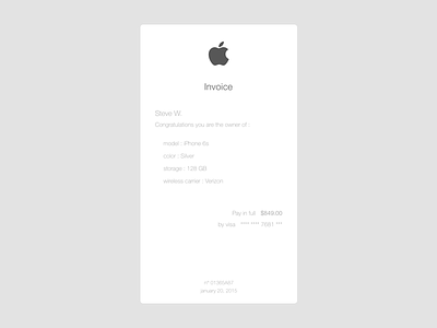 Invoice - Apple apple clean invoice simple ticket ux