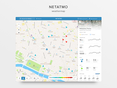 A new look for Netatmo Weathermap app clean dashboard data map sidebar ui ux weather web website