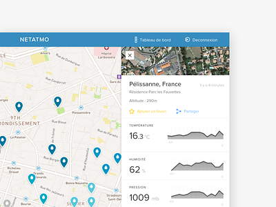 Weathermap - NETATMO app dashboard iot map panel product sidebar ui ux weather web