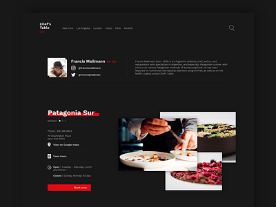 Chef's Table website - Netflix button dark food nav netflix red restaurant tv ui ux web