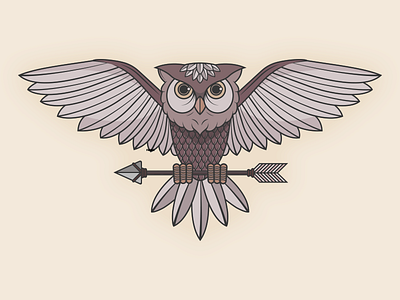 owl wings spread drawing