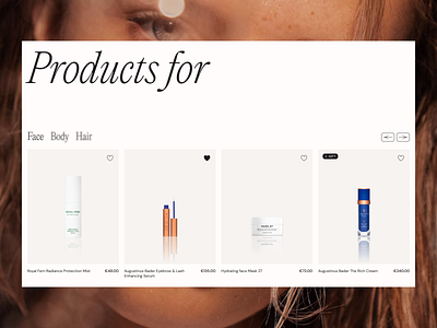 Skincare Boutique | Archive beauty beauty routine beauty treatment boutique brand care cosmetics elegant exploration health italic layout luxury modern pp editorial products skin skincare typography website
