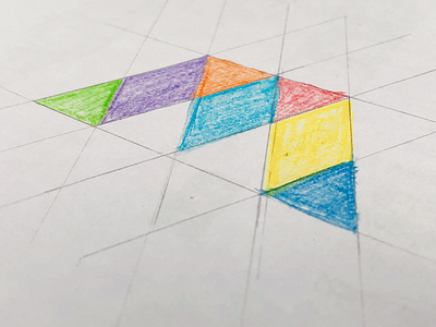 M branding color colorful design logo m single letter sketch