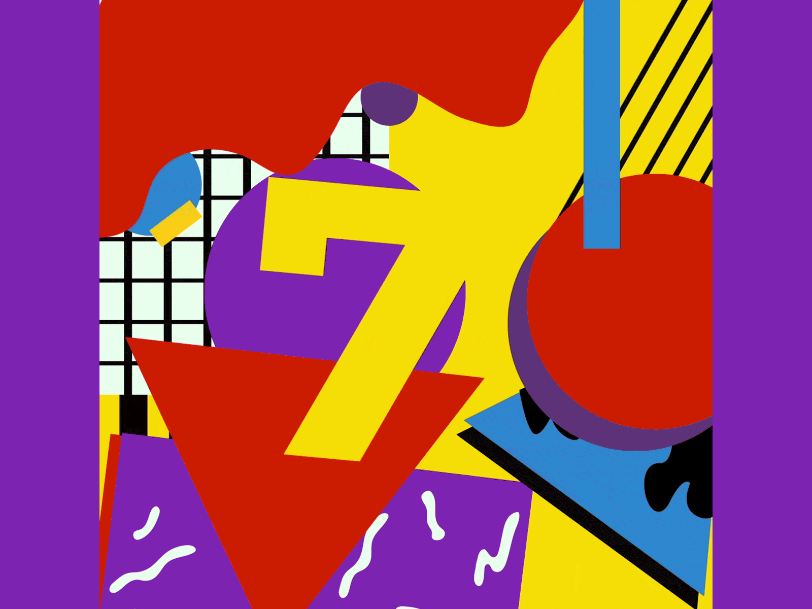 Siempre, tres veces el 7. abstract animation colorful geometry ilustration lines linestyle patterns shadow typography