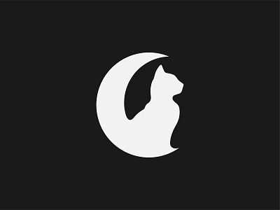 Cat Moon ll Logo Design animal animals brand branding cat logo moon night pet simple