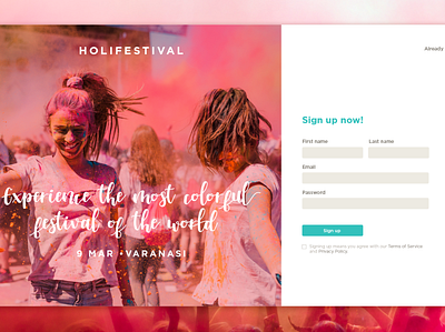 UI Daily 001 festival holi signup ui