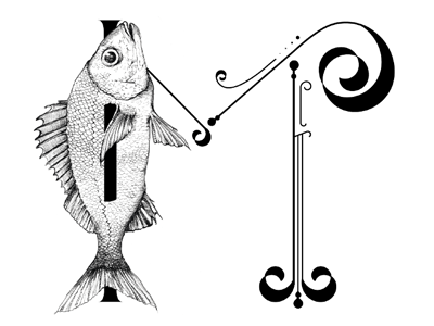 M fish m sea typography