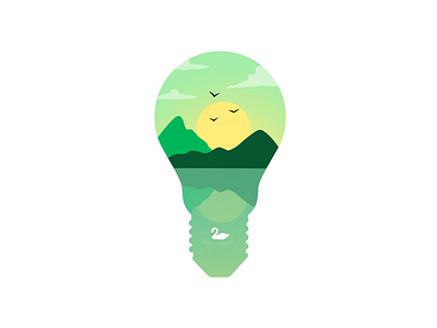 Light animals artist artwork colorful creative digitalillustration drawing graphicdesigner green illustration inspiration lake lightbulb nature swan