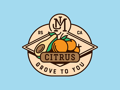 JM Citrus Branding avocado badge branding concept logo dyno creative farming logo orange typography vector