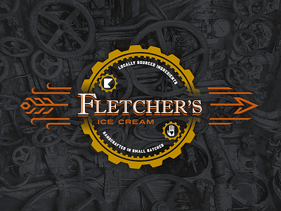 Fletcher's Ice Cream arrow branding gear ice cream illustration minnesota steampunk vector