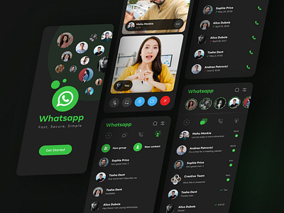 Whatsapp Redesign Dark mode art chat design designer social social media ui ui design uiux whatsapp